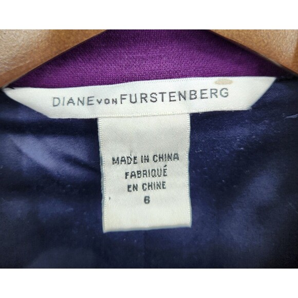 Diane von Furstenberg Womens Bullit Blazer Jacket Wool Stretch Purple Size 6 - Picture 3 of 5